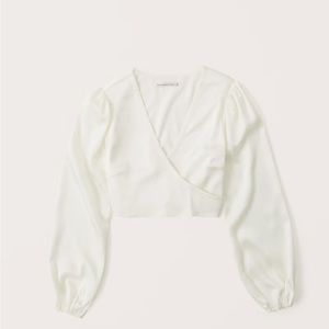 Long sleeve satin wrap top